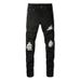 Men's Clothing Fashion Brand High Street Men's Slim Ripped Silver Patch Men's Jeans Men's Pants Small Feet_mkmklike.com