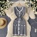 Women's Clothing Light luxury style sleeveless plaid knitted dress _mkmklike.com