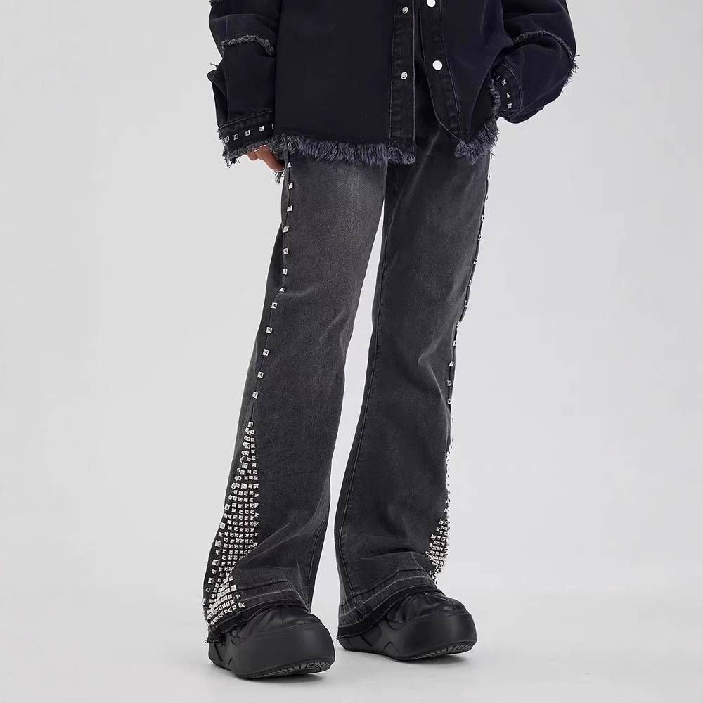 Men's Clothing European And American High Street Black Cross Badge Hot Diamond Ripped Jeans Men's Slim Fit Casual Long Pants Trendy Brand_mkmklike.com