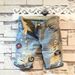 Men's Distressed Denim Shorts Vintage Washed Casual 5 Inch Ripped Details Embroidered Patches Blue Sizes M to XL_mkmklike.com