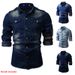 Pulse 2022 Spring And Autumn Fashion Slim Fit Multi-Pocket Washed Denim Long Sleeve Shirt Men's Clothing_mkmklike.com