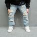 Men's Vintage Print Casual Jeans_mkmklike.com