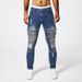 Men's Slim Fit Distressed Ripped Stretchy Jeans European American Style Retro Long Pants_mkmklike.com