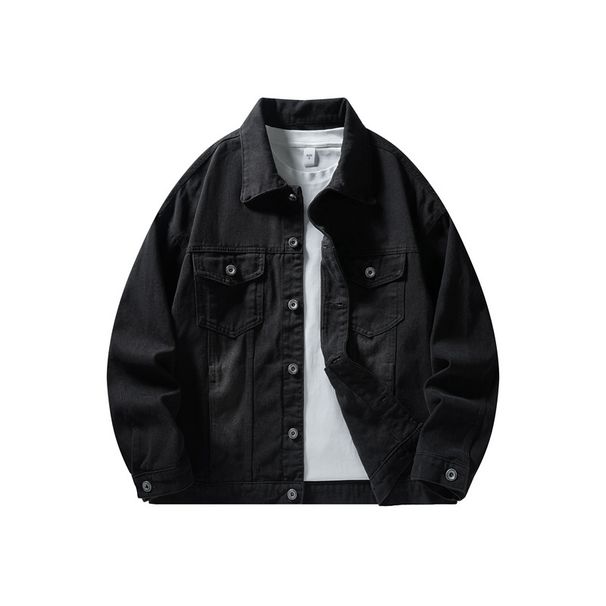 Men's Stylish Denim Jacket - Relaxed Fit Punk Style Workwear Coat With Button Closure For Casual Wear_mkmklike.com