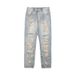 2025 Spring/Summer High Street Brand Personalized Perforated Jeans For Men's Trendy Straight Fit With Zipper Split Long_mkmklike.com