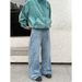 Men's Clothing Retro Wide Leg Jeans Washed Baggy Cityboy Straight Lengthened Vibe Mopping Pants_mkmklike.com