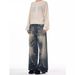 Retro Washed Whisker Gradient Jeans American Style Trendy Straight Leg Design for Men And Women Casual Cool Blue mid Waist Zipper Fly_mkmklike.com