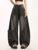 Men's Patchwork Cargo Jeans Straight Leg Loose Fit Large Pockets Trendy Cool American High Street Style_mkmklike.com