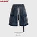 Men's Clothing High Street Stitching Cat Whisker Overalls Multi Pocket Denim Shorts_mkmklike.com