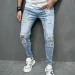 2025 Neue Stil Männer Personalisierte Zerrissene Einfarbig Dünne Jeans Stretch Little Foot Streetwear Motorrad Denim Hosen Männlich_mkmklike.com