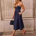 Women's Retro Strapless Denim Dress Dark Blue Cotton Mid-Calf Casual Summer Sexy_mkmklike.com