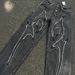 Men's Clothing Laser Stitching Sickle Pattern Embroidery Mid Waist Loose Jeans_mkmklike.com