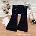 High Waisted Stretch Flared Jeans for Women Slimming Design Frayed Edges Black Platform Jeans_mkmklike.com