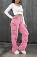 Women's Clothing Relaxed Fit - Streetwear Denim Pants With Multiple Pockets, Stretch Comfort, Washed Finish (Black, Dark Blue, Light Blue, Pink)_mkmklike.com