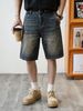 High-end Trendy Retro Ripped Denim Shorts For Men, Stylish And Cool, Five-point Pants, Slim Fit Riding Breeches_mkmklike.com