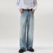 Men's Retro Washed Distressed Vintage Jeans Loose Straight Leg Wide Leg Floor Length Pants American Style_mkmklike.com