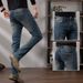 Guangzhou Xintang Jeans Men's Light Luxury Korean Version Thick Elastic Slim Fit Washed Blue Old Buddha Original Label_mkmklike.com