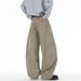Men's Casual Khaki Jeans With Letter Print – Relaxed Straight Fit, Distressed Hem, Trendy Fall Fashion_mkmklike.com