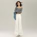 Women's White Flared Jeans That Don't Cling To The Legs, 2026 Spring New Style, Solid Color, Versatile, Simple,_mkmklike.com