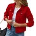 Women's Classic Denim Jacket - Long Sleeve Casual Coat With Timeless Fit (Black/White/Light Blue/Pink, S-2XL)_mkmklike.com