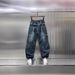 Retro Washed Denim Pants For Men - Vintage Loose Straight-Leg Jeans With Curved Hem & Distressed Details_mkmklike.com