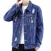 Men's Distressed Denim Jacket Slim Fit Casual Streetwear Cotton Coat For Spring Autumn_mkmklike.com