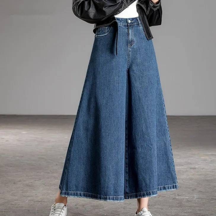 Women's High Waist Wide Leg Jeans - Flowy Loose Fit Denim Pants For Casual & Chic Style (Dark Blue, Light Blue)_mkmklike.com