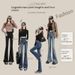 Women's Clothing High Waist Flared Hem Jeans For Women – Vintage Washed Distressed Denim Pants (Retro Blue, Black, XS-2XL)_mkmklike.com