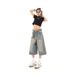 Men's American Retro Seven Point Denim Shorts High Street Straight Loose Fit Mid-Length Wide Leg Jeans Trendy Washed Old Style_mkmklike.com