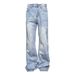 Men's Vintage Washed Blue Straight Leg Jeans – High Street Clean Fit | Polyester Denim | Distressed Hem | Sizes M-3xl_mkmklike.com