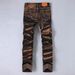Men's Straight Leg Slim Fit Stretch Jeans Irregular Patterns Multiple Embellishments Heavy Duty Craftsmanship Denim_mkmklike.com