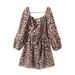 Women's clothing new V-neck long-sleeved hollow backless mini dress_mkmklike.com