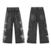 Men's Streetwear Star Patch Jeans – Relaxed Straight-Leg Baggy Pants With Vintage Wash_mkmklike.com