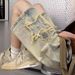 Men's Vintage Washed Denim Shorts Streetwear Relaxed Fit Distressed Style Clothing_mkmklike.com