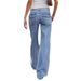 Women's Clothing Retro Wide Leg Jeans Loose Fit With Big Pockets Frayed Hem Spring Summer New_mkmklike.com