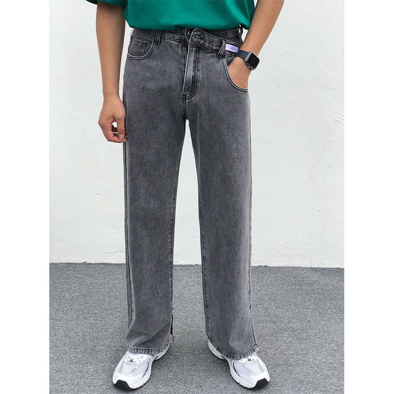 Nordmann Split Hem Jeans For Men, Unique Design, Niche Trendy Brand, Autumn And Winter, Draped Wide-Leg Pants, Korean Style,_mkmklike.com
