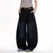 American Washed Distressed Dark Blue Curved Jeans For Men And Women, Loose Wide Leg Vintage Long Pants_mkmklike.com