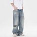 Men's Clothing Vintage Distressed Cat Whisker Jeans - Relaxed Fit Wide Leg Bootcut High Waist Denim Pants For Women_mkmklike.com