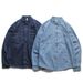 Retro Solid Color Multi Pocket Denim Long Sleeved Shirt For Men, Loose And Versatile Casual Workwear Shirt_mkmklike.com