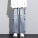 Men's Retro Trendy Workwear Casual Jeans Loose Straight Leg Elastic Waist Wide Leg Hong Kong Style Midweight Softener Machine Washable_mkmklike.com