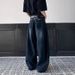 Men's Wide Leg Jeans Retro Embroidered Deconstructed High Street Style Loose Trousers Youthful Draped Design_mkmklike.com