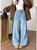 Clair Clair Fleece-Lined Thickened Scimitar Wide-Leg Jeans 2025 New Autumn High-Waisted Slimming Design Floor-Length Pants For Women_mkmklike.com