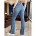 French Style Women's Flared Jeans Seam Detail Cross Border Hot Selling Item Denim Clothing_mkmklike.com