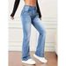 Women's Clothing Flared Jeans For Women High Waist Hip Lift Leg Enhancing Long Pants Retro Small Size Slim Fit Autumn Style_mkmklike.com