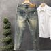 Men's Washed Denim Jeans – Classic Straight-Leg High Street Pants For Casual & Urban Wear (Blue)_mkmklike.com
