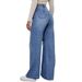 High-waisted Wide-leg Straight-leg Best-selling Floor-length Pants For Women; Ripped Jeans For Women In Light Blue_mkmklike.com