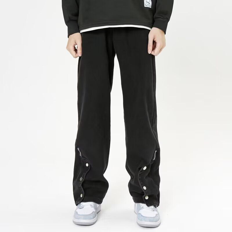 Men's Spring And Autumn Thickened Trousers, Drape, Tall, Extra Long, Straight, Slim Fit, High End, Cool, Street Style Casual Trousers_mkmklike.com