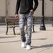 Men's High-Street Patchwork Denim Jeans Raw Hem Straight Leg Casual Urban Style Classic Wash S-XXXL_mkmklike.com