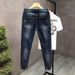 Men's Clothing Spring And Summer Personalized Ripped Jeans Trendy And Versatile Slim Elastic Straight Leg Pants_mkmklike.com