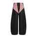 Vintage Washed Plaid Patchwork Scimitar Jeans Men's Trendy Hip-Hop Design Sense Personality Oversized Wide-Leg Pants_mkmklike.com
